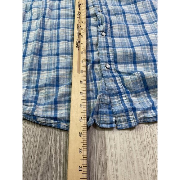 Columbia Mens Blue Plaid Short Sleeve Button-Up Shirt Size L 100% Cotton - Picture 9 of 9